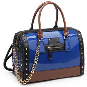 Dasein Blue Handbag Barrel Top Handle Satchel Bag Shoulder Bag for Women